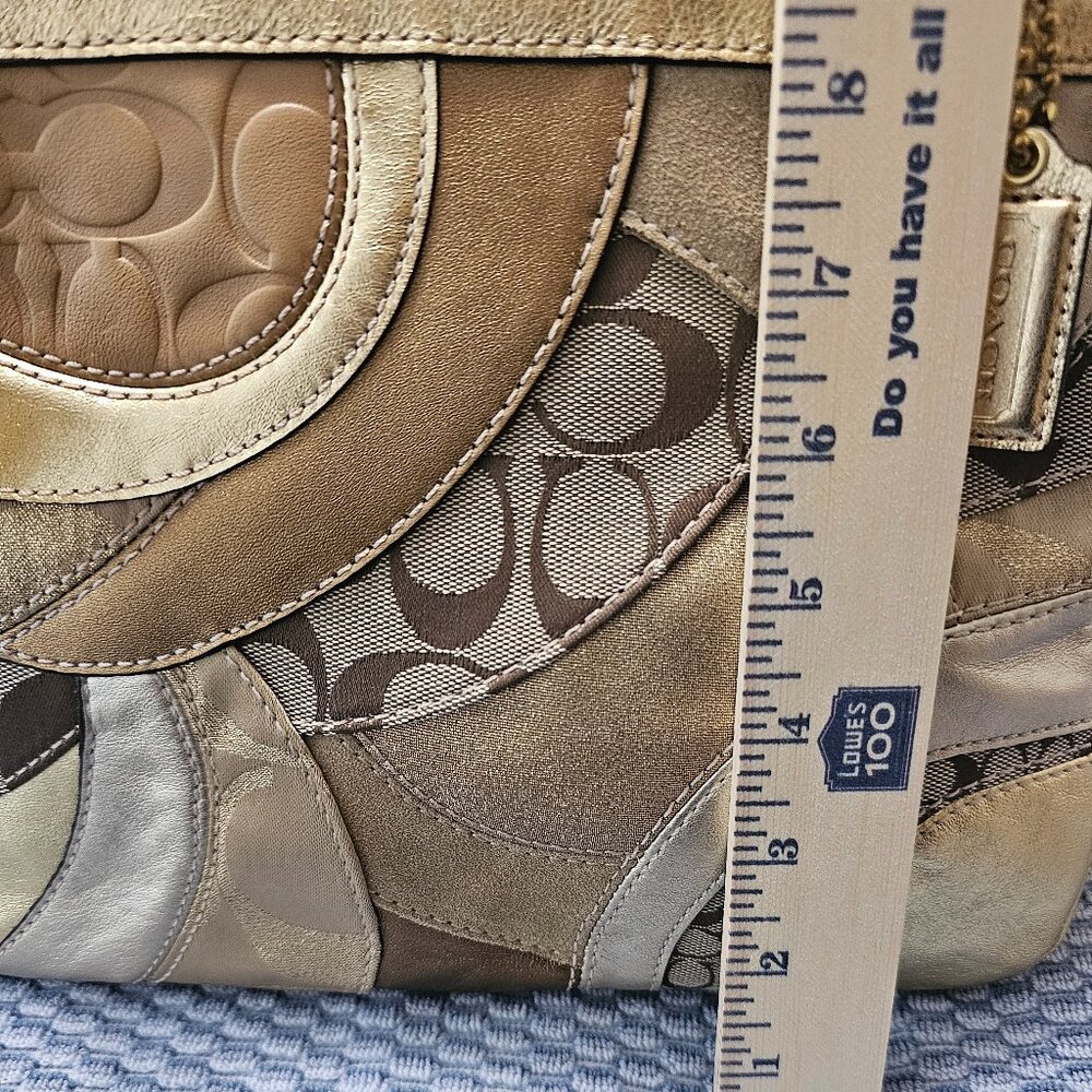 NEW Coach Y2K Gold Metallic Mosaic Patchwork Shoulder Bag Tote Purse - Picture 7 of 7
